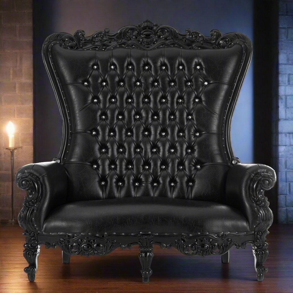 "Queen Tiffany 2.0" Love Seat Throne - Black / Black