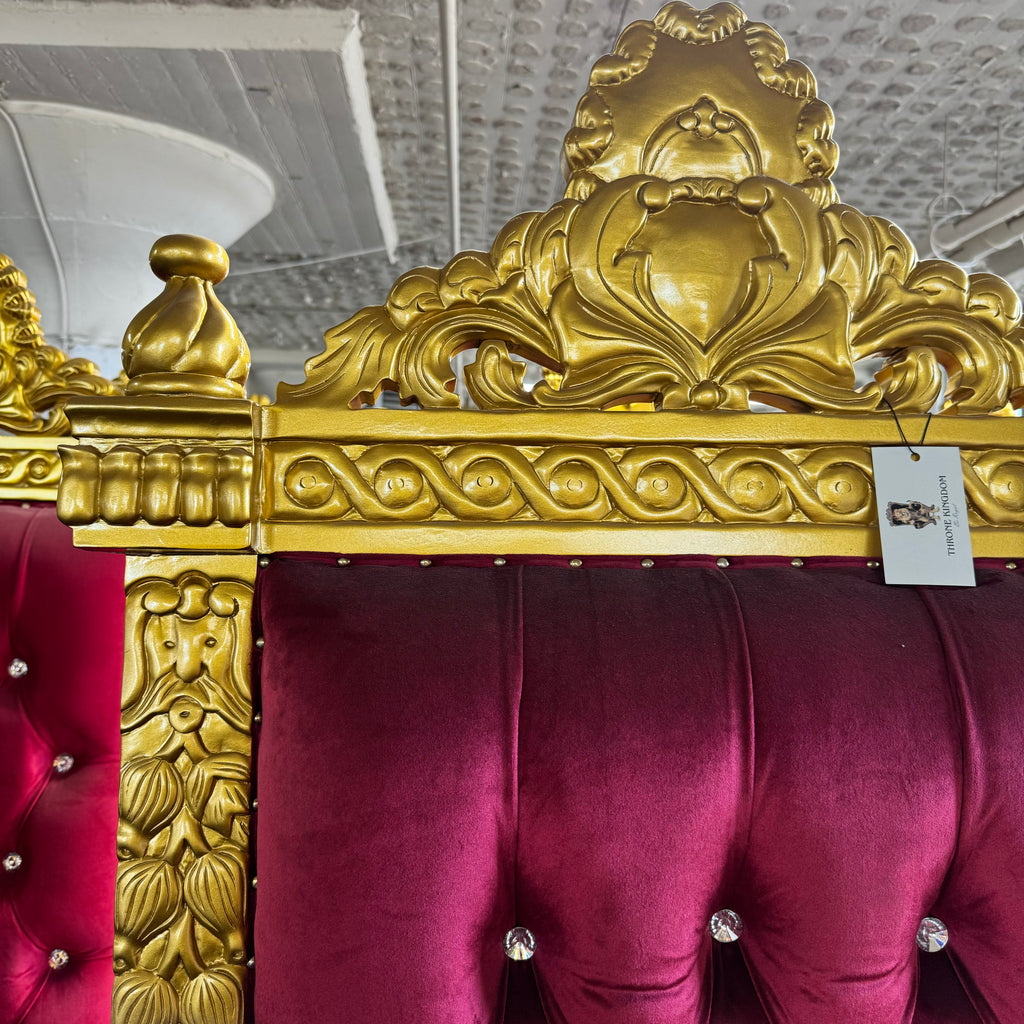 "King Kong" 88" Throne Chair - Red Velvet / Gold