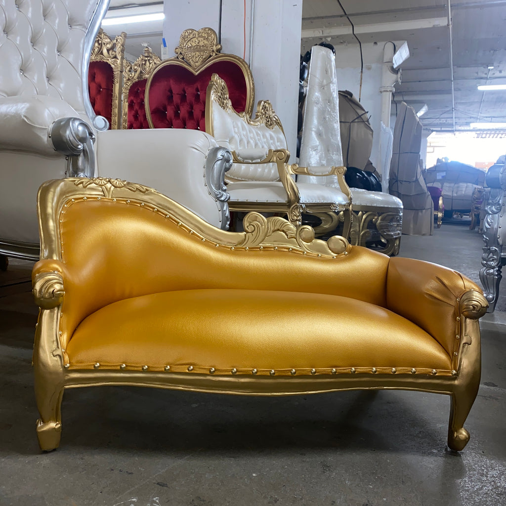 "Swan" Mini Chaise Lounge - Gold / Gold