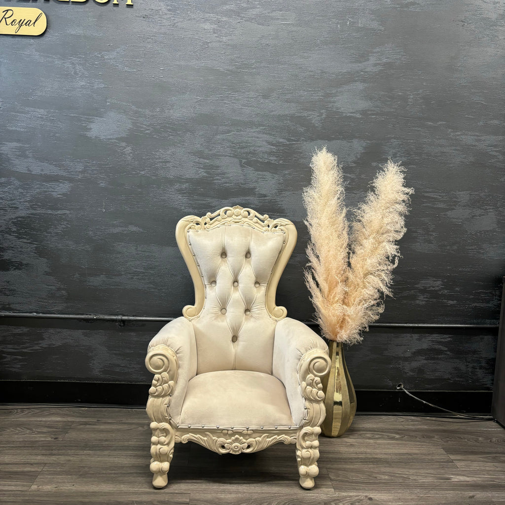 “Mini Tiffany 33" Kids Throne Chair - Brown Velvet / Brown