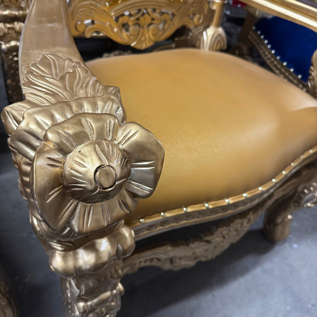 "King David" Flower Throne Chair - Gold / Gold