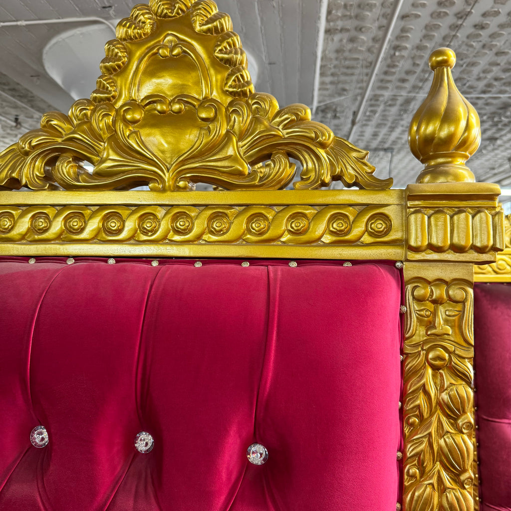 "King Kong" 88" Throne Chair - Red Velvet / Gold