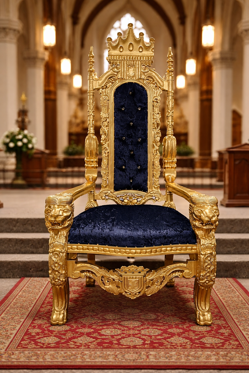 King David Crown Throne Chair - Velvet