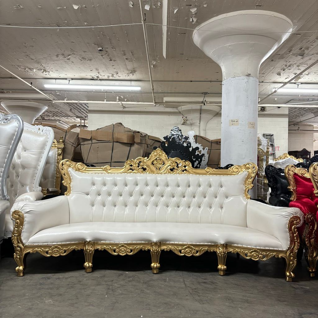 "Farrah" XXL Royal Boutique Sofa - White / Gold