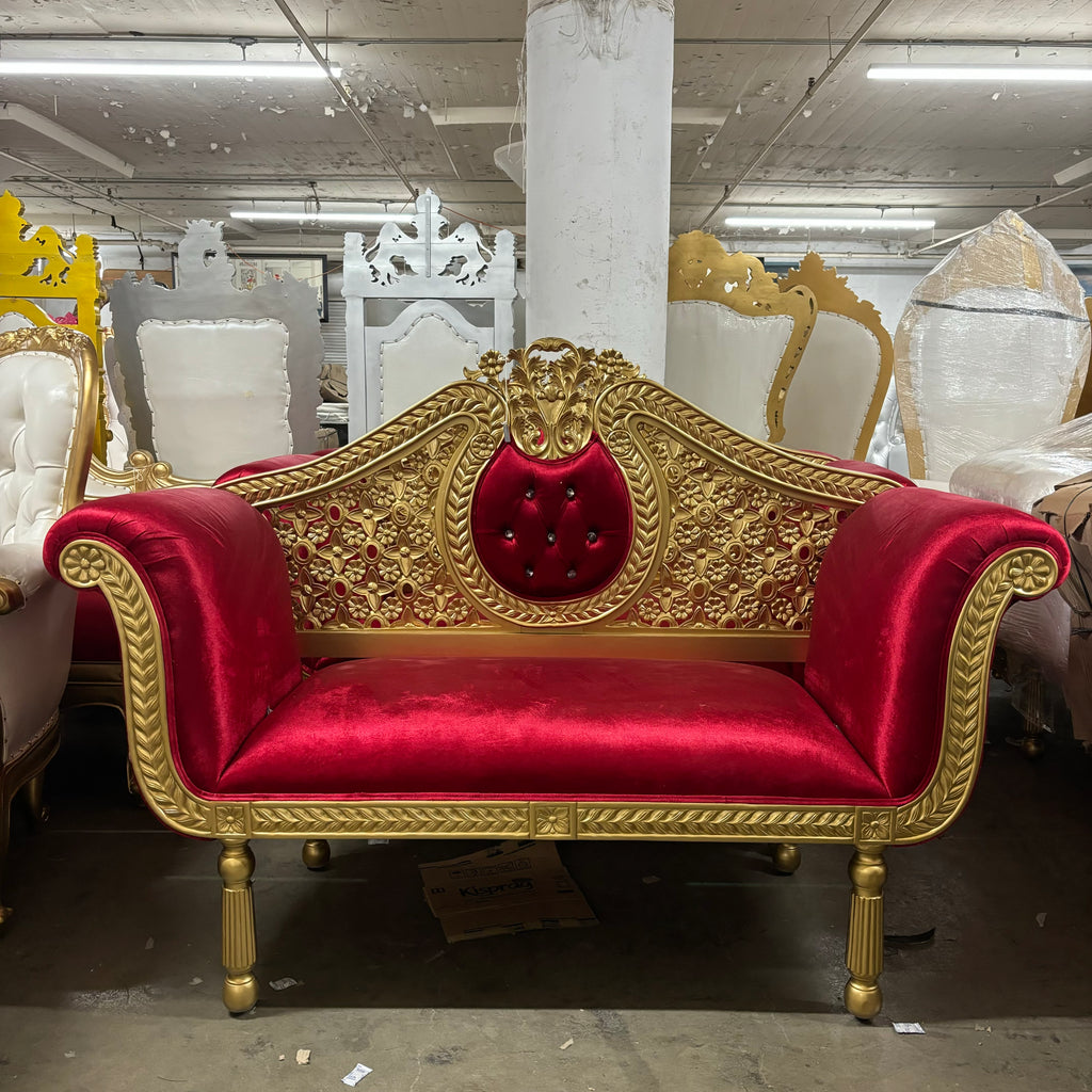 "Jasmine" Royal Love Seat - Red / Gold
