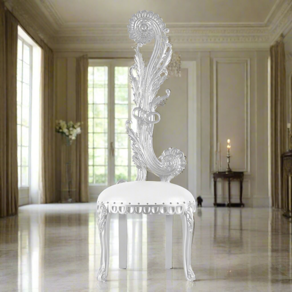 "Sapphire" Royal Accent Chair - White / Silver