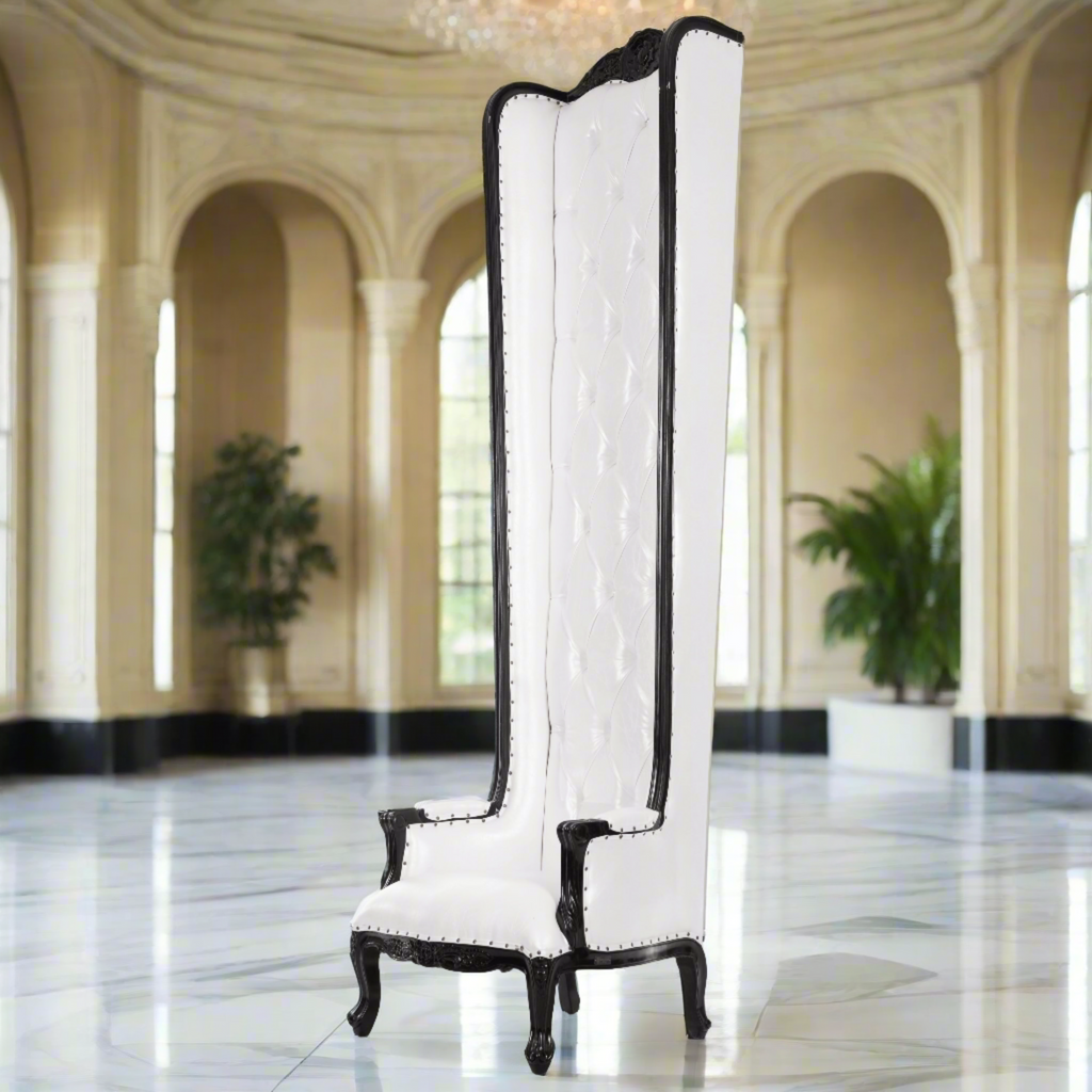 "Hercules 114"" Theatrical Throne Chair - White / Black