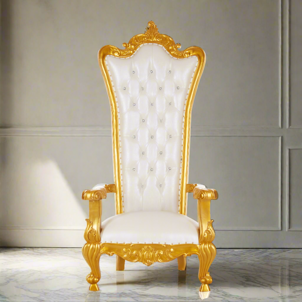 "Kingsley" Royal Throne Chair - White / Gold