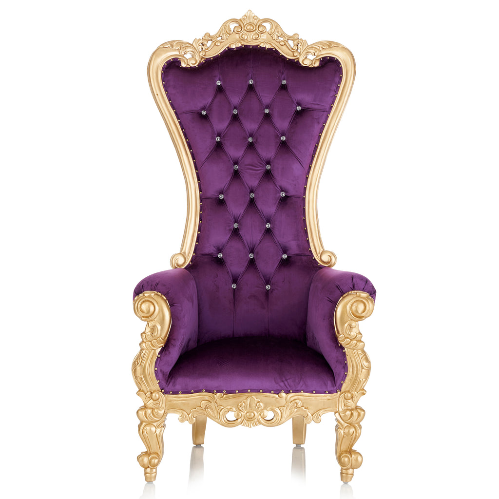 "Queen Tiffany 2.0" Throne Chair - Purple Velvet / Gold