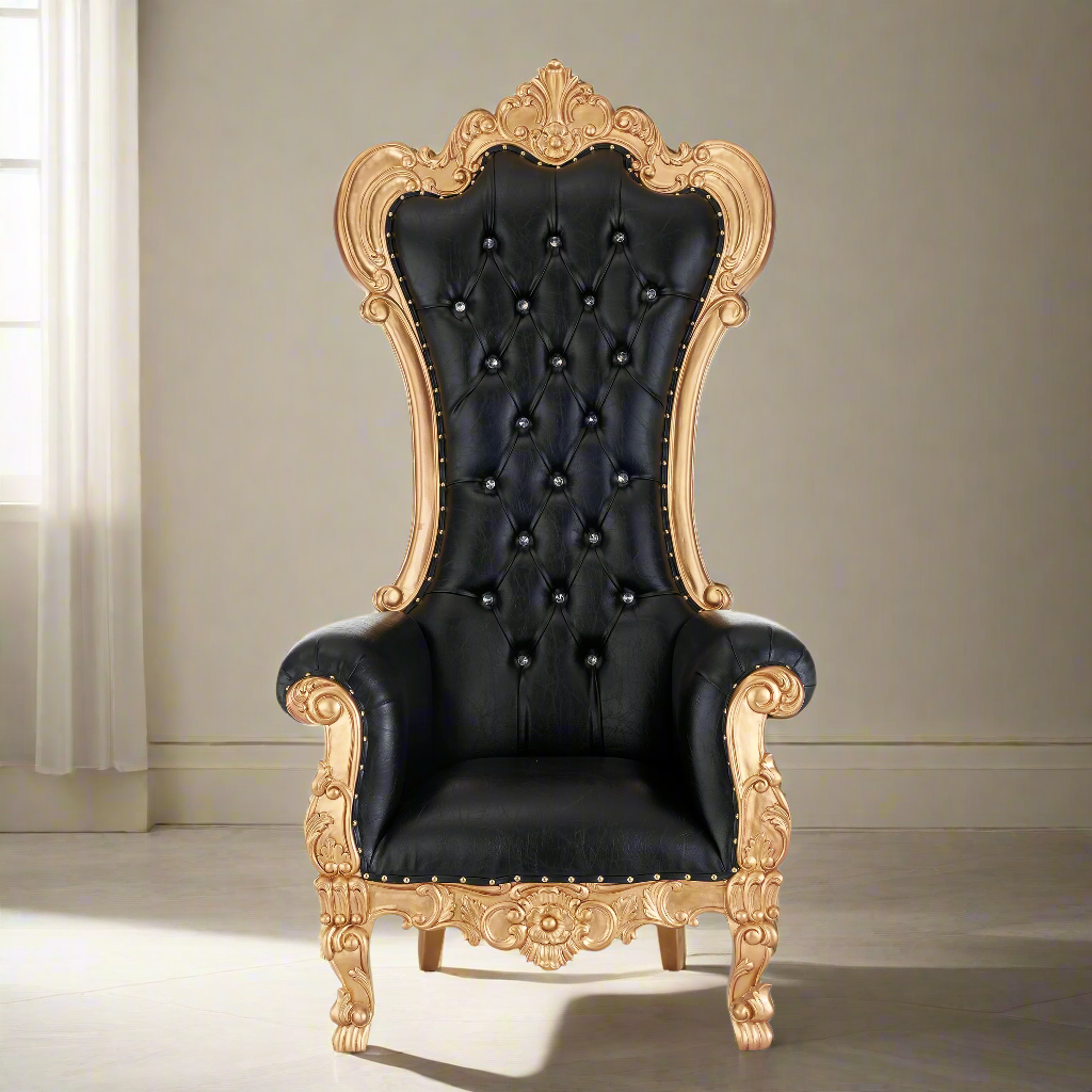 "Dania" Throne Chair - Black / Gold