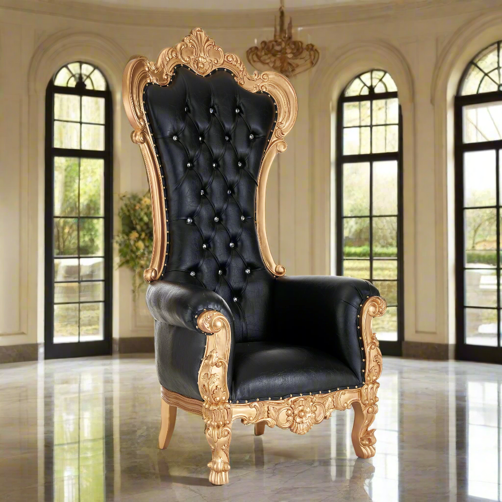 "Dania" Throne Chair - Black / Gold