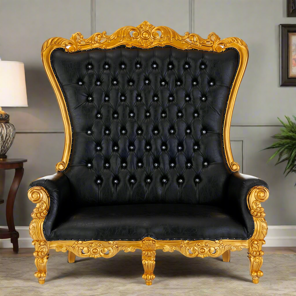 "Queen Tiffany 2.0" Love Seat - Black / Gold