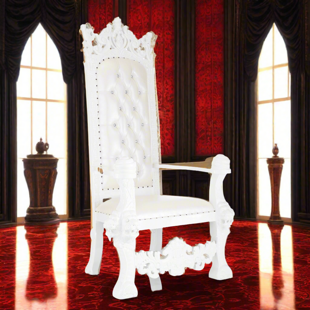 "King Solomon" Royal Throne Chair - White / White