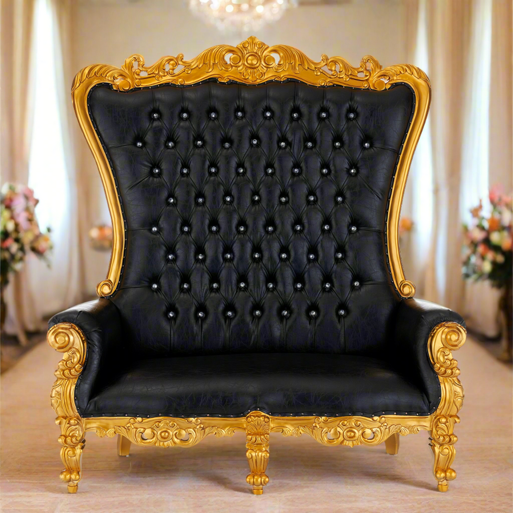 "Queen Tiffany 2.0" Love Seat - Black / Gold