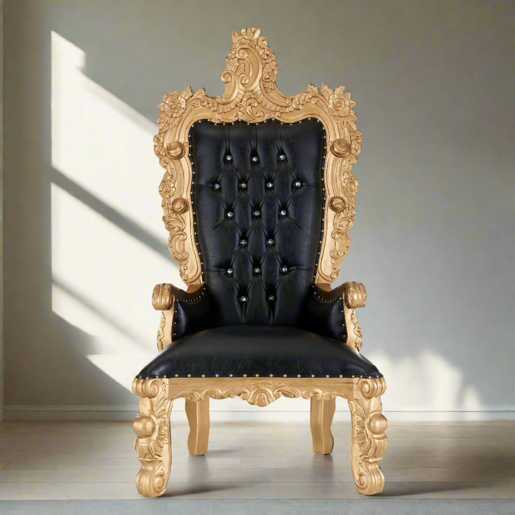 "Aquarius" Throne Chair - Black / Gold