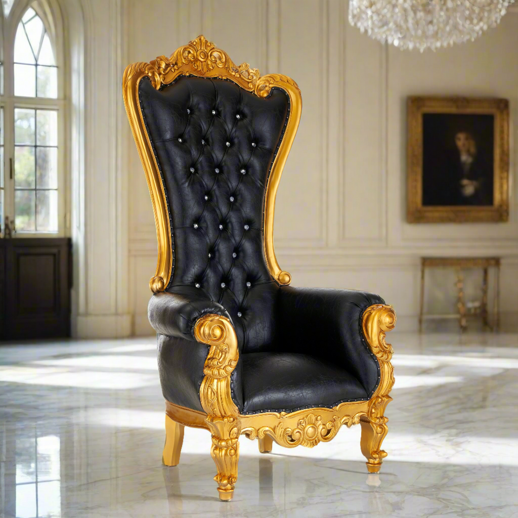 "Queen Tiffany 2.0" Throne Chair - Black / Gold