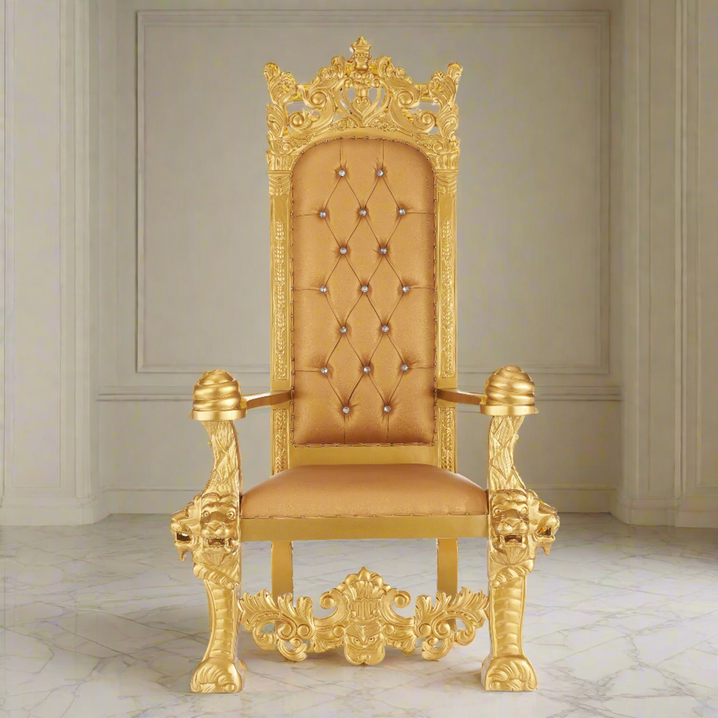 "King Solomon" Royal Throne Chair - Gold / Gold