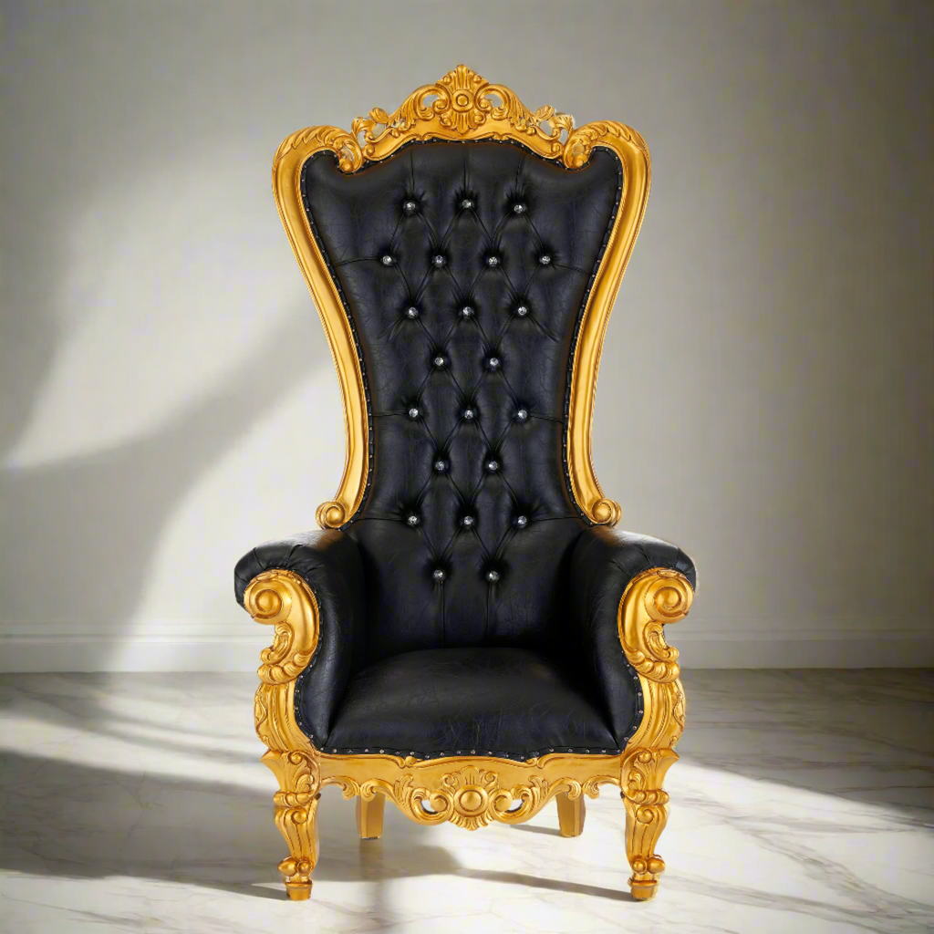 "Queen Tiffany 2.0" Throne Chair - Black / Gold