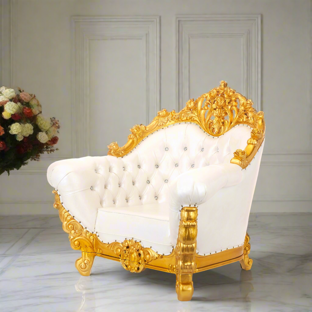 "Messina" Royal  Sofa Chair - White / Gold