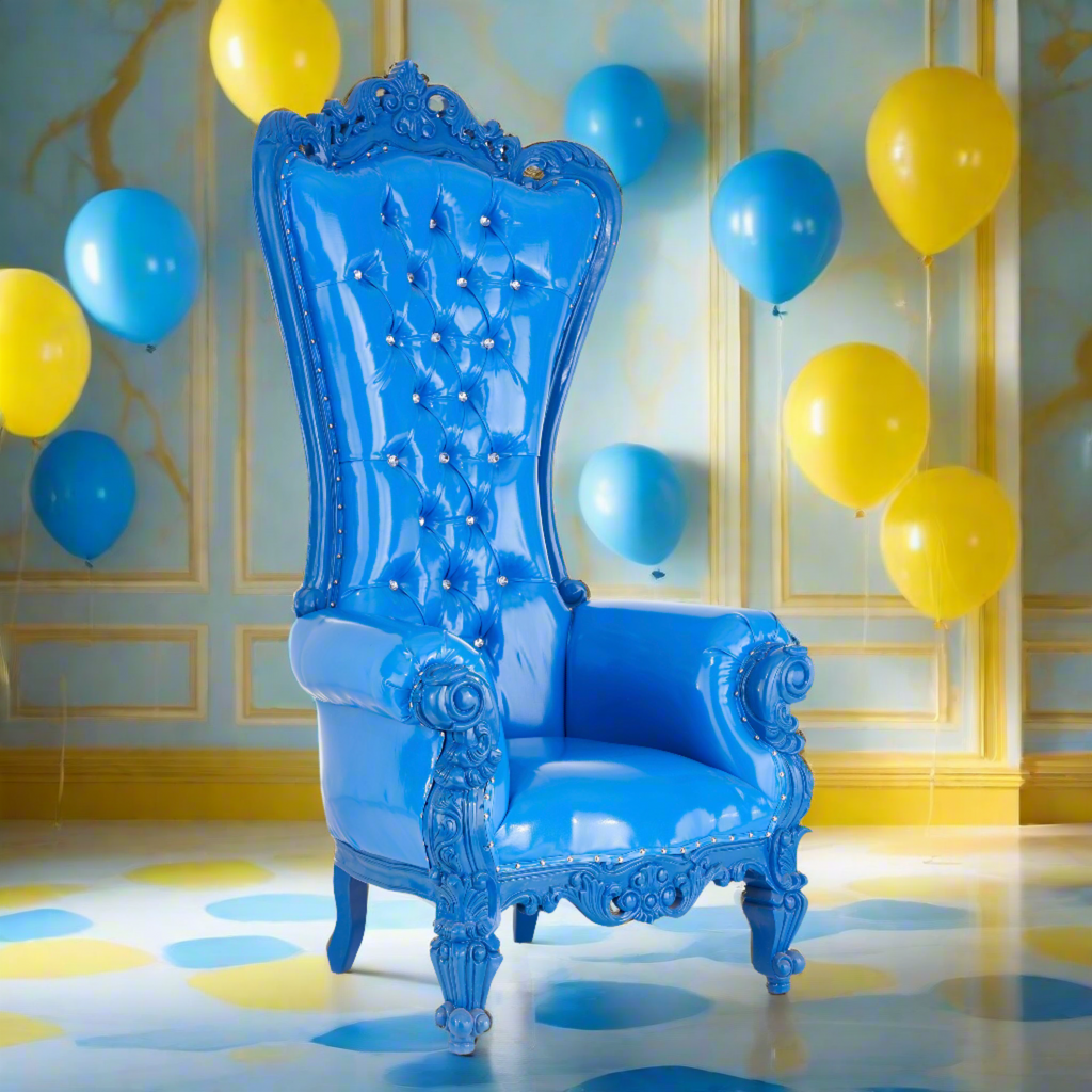 "Queen Tiffany" Throne Chair - Glossy Blue / Blue