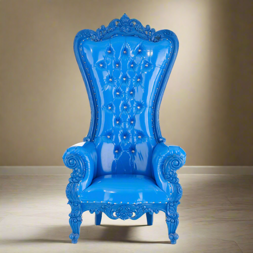 "Queen Tiffany" Throne Chair - Glossy Blue / Blue