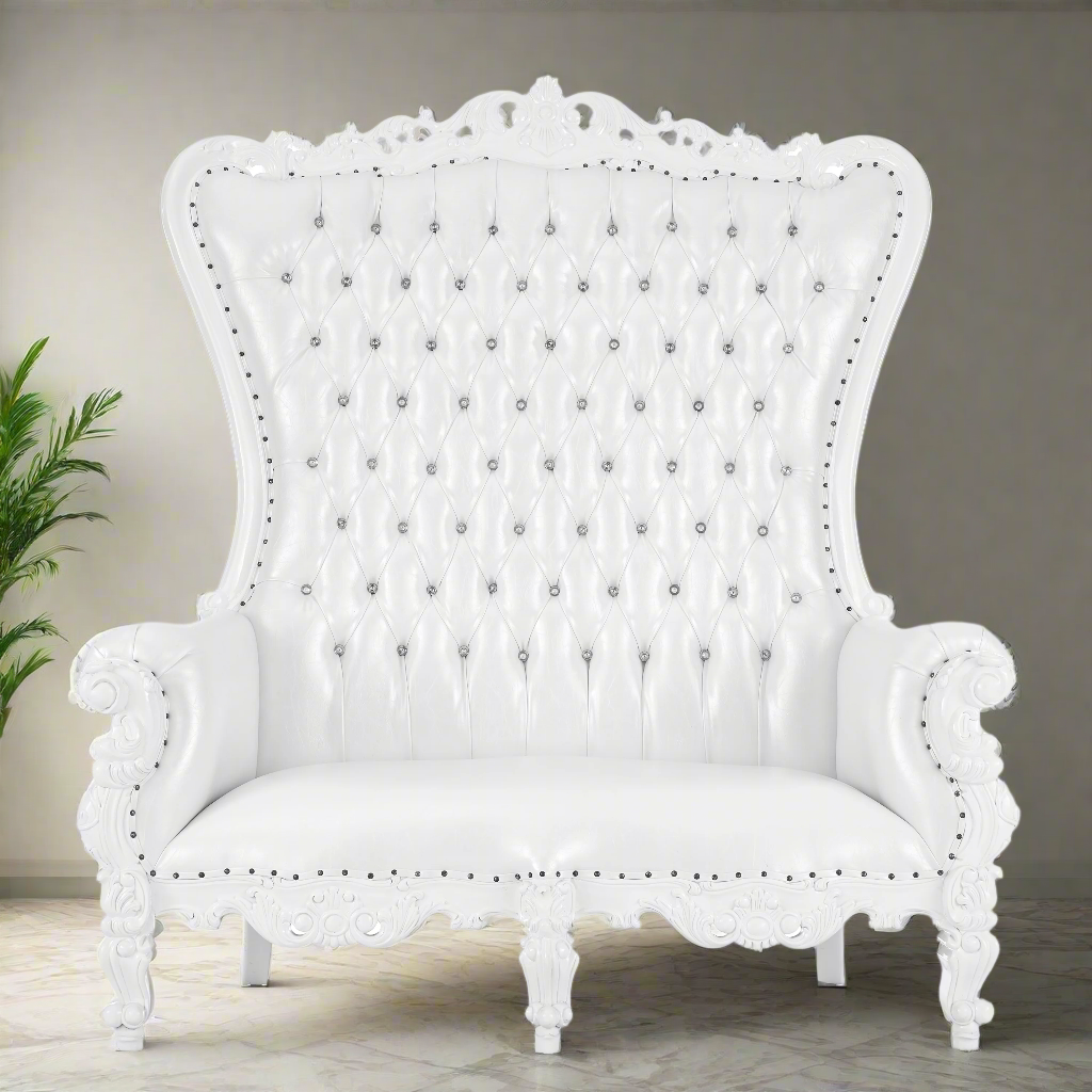 "Queen Tiffany 2.0" Love Seat - White / White