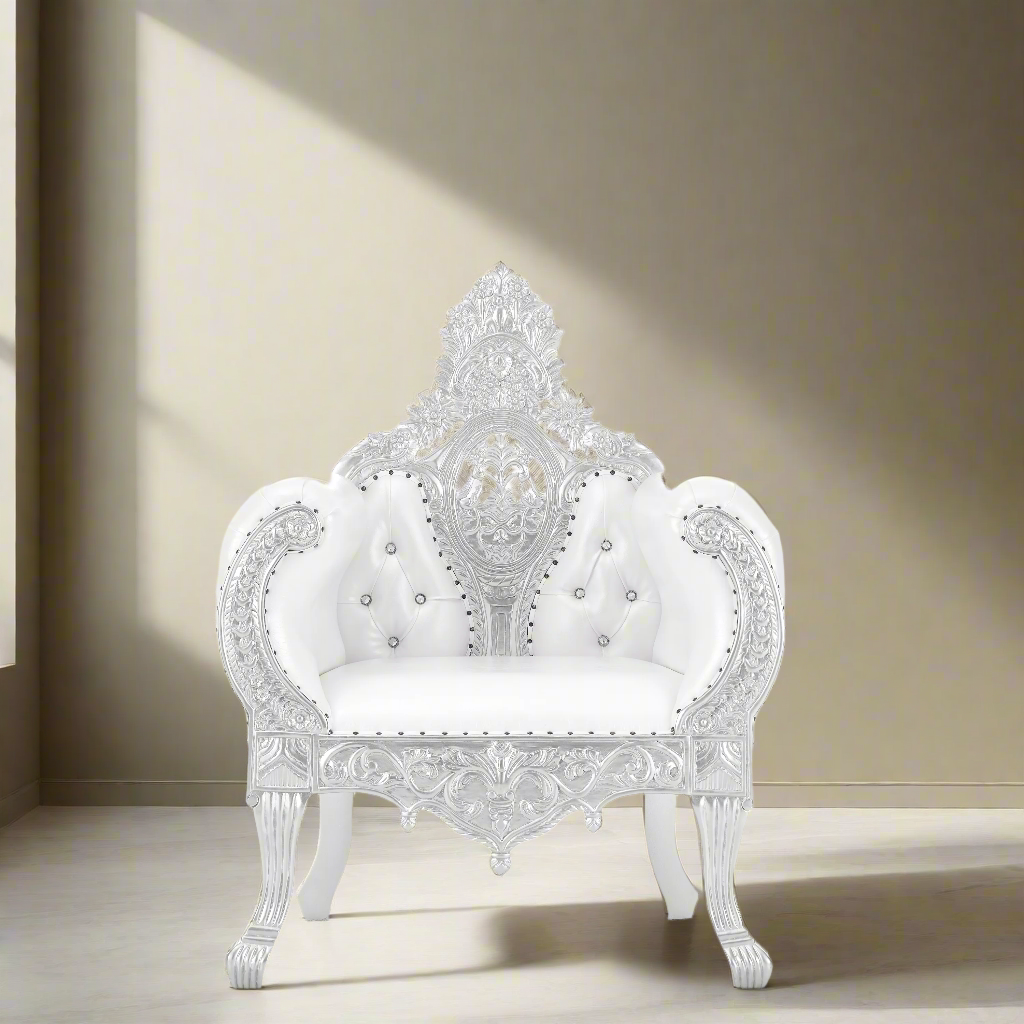 Sofa White Throne Loveseat Queen Anne Royal Sofa Chair – THRONE