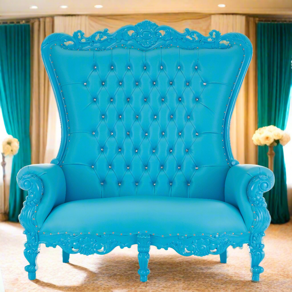"Queen Tiffany" Love Seat - Blue / Blue