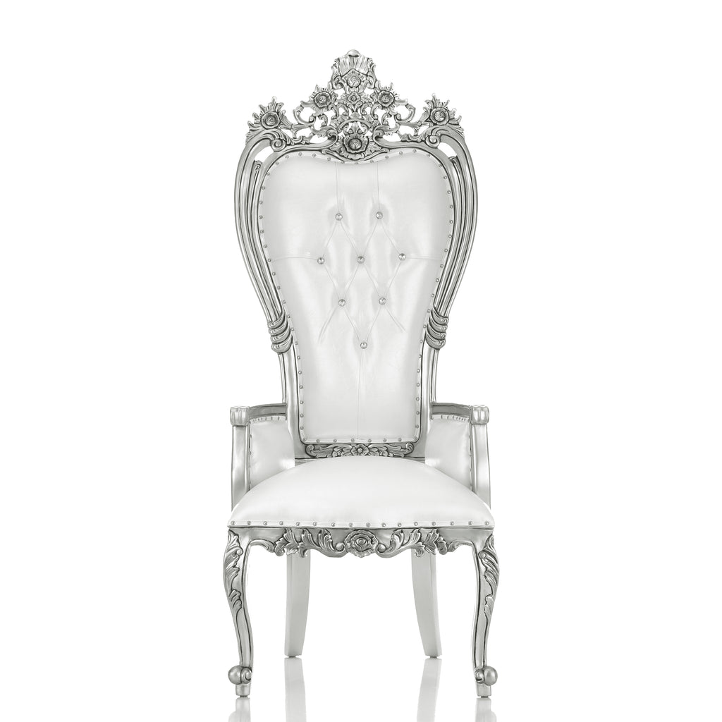"Giovanni" Royal Throne Chair - White / Silver