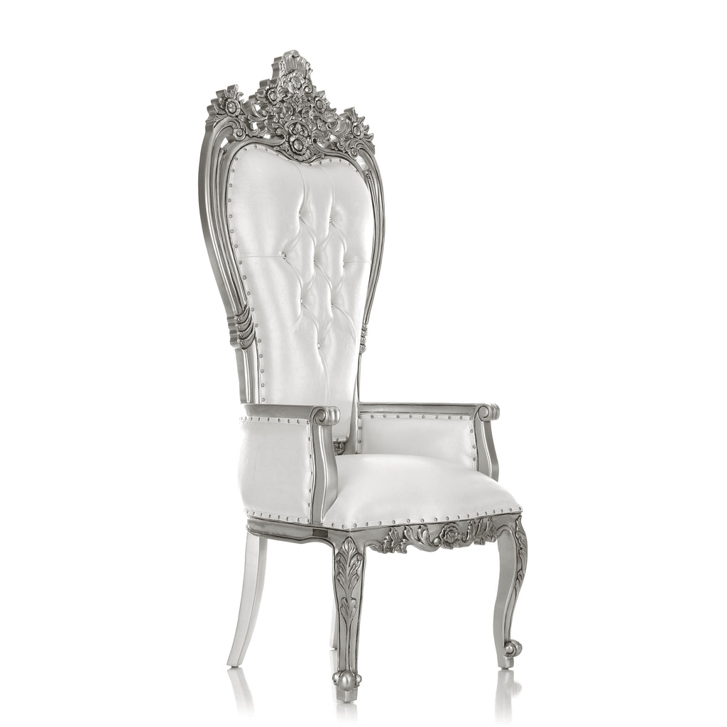 "Giovanni" Royal Throne Chair - White / Silver