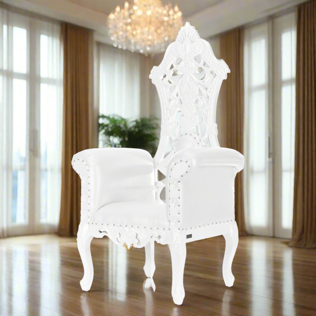 "Queen Amina" Royal Throne Chair - White / White