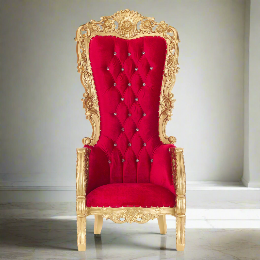"Queen Latifah" Throne Chair - Red / Gold