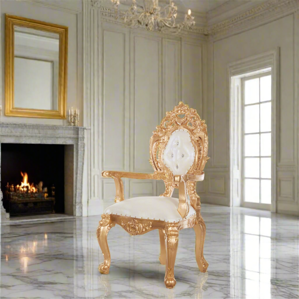 "Ophelia" Dining Chair - White / Gold