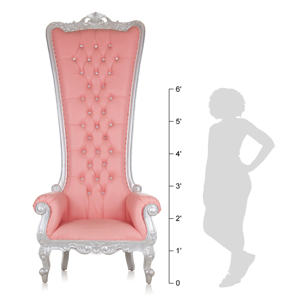 "Queen Tiffany 108"  Throne Chair - Pink / Silver