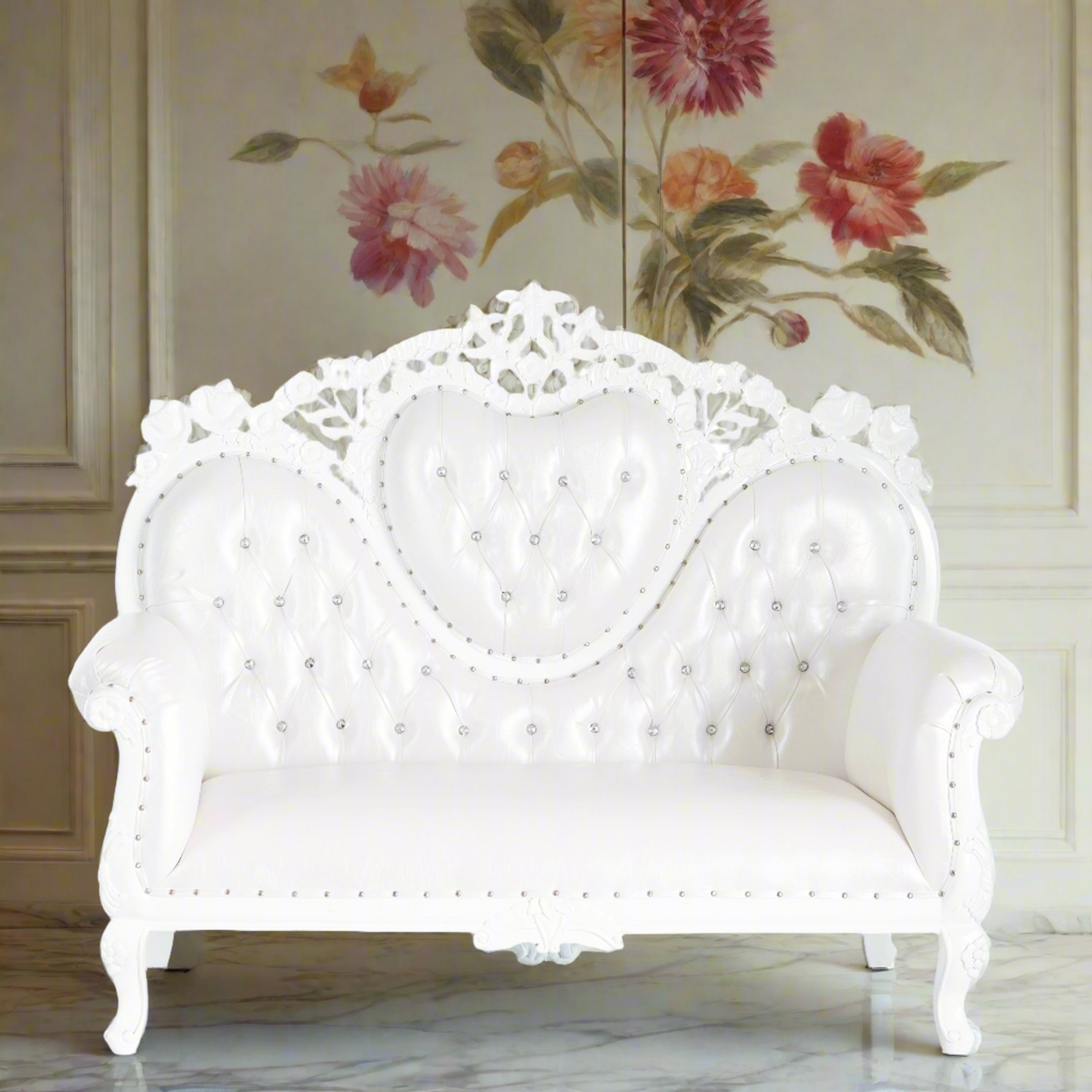 "Capri 56" Royal Love Seat - White / White