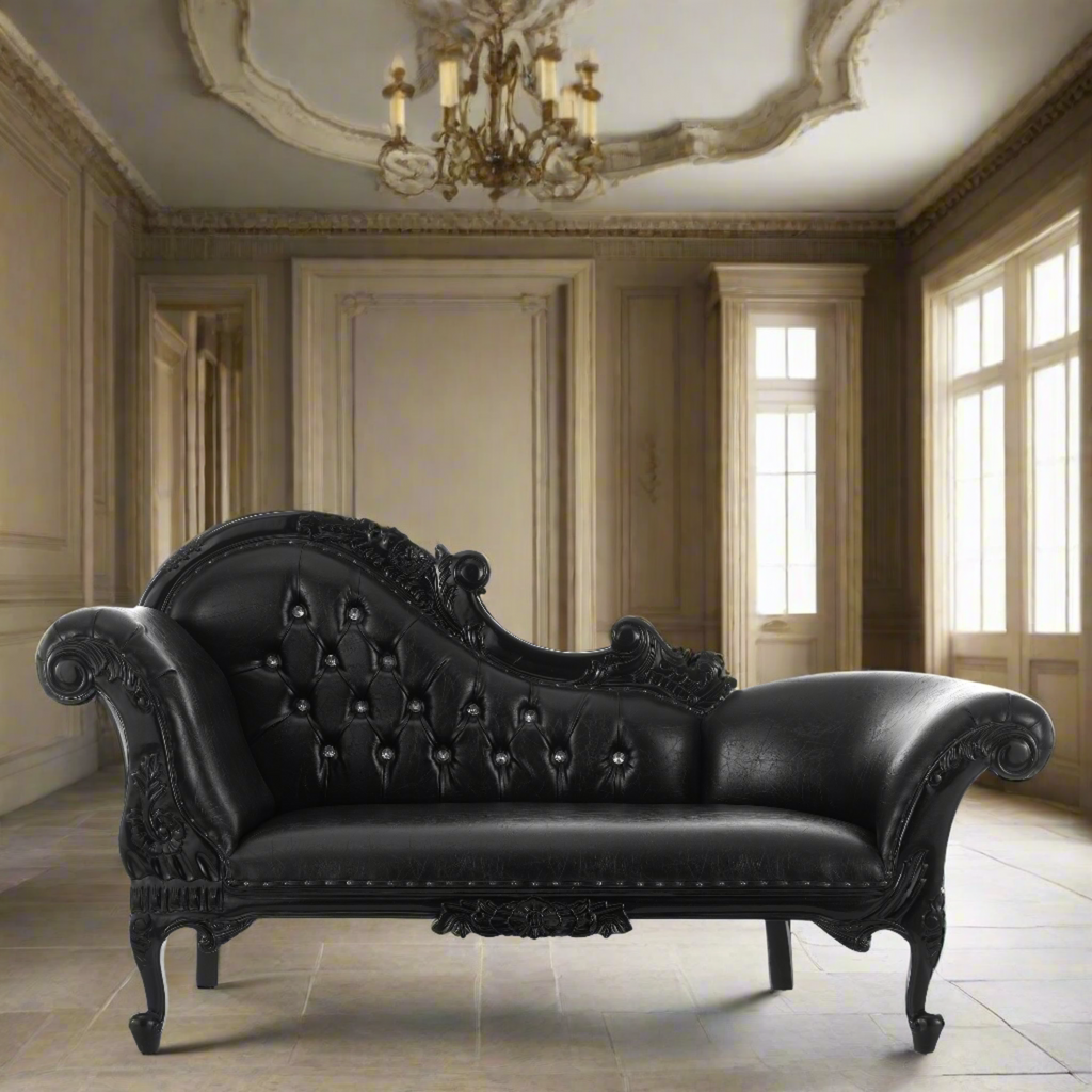 "Cleopatra 70" Royal Chaise Lounge - Black / Black