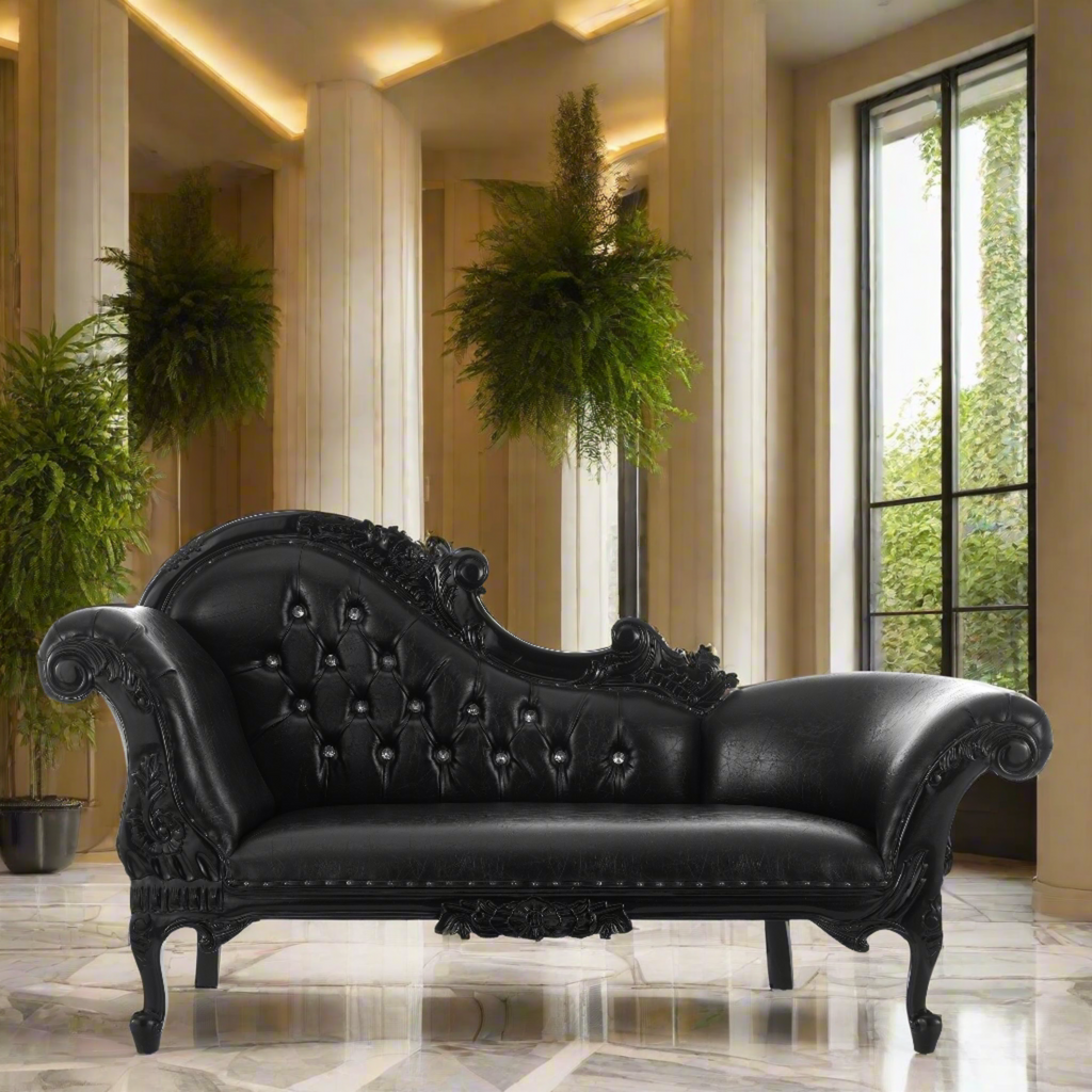 "Cleopatra 70" Royal Chaise Lounge - Black / Black