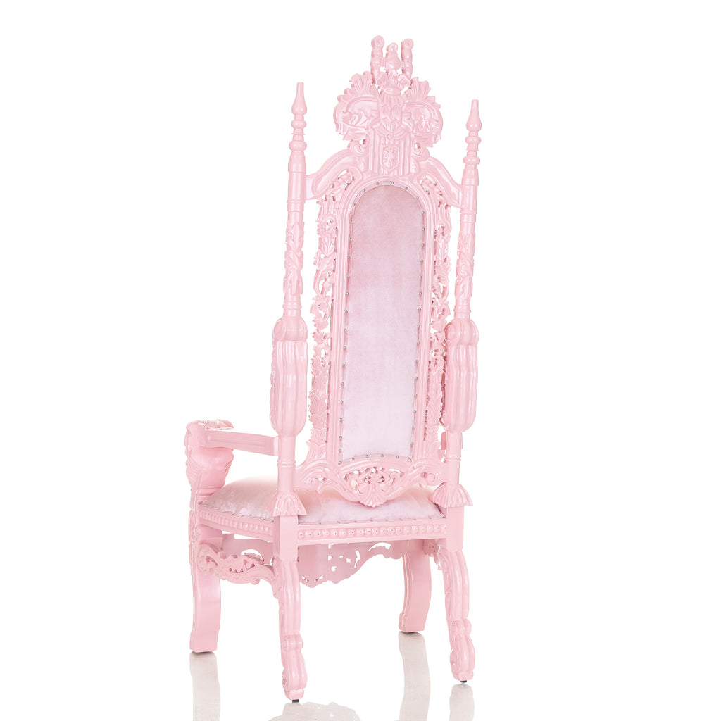 "King David" Lion Throne Chair - Light Pink Velvet / Pink
