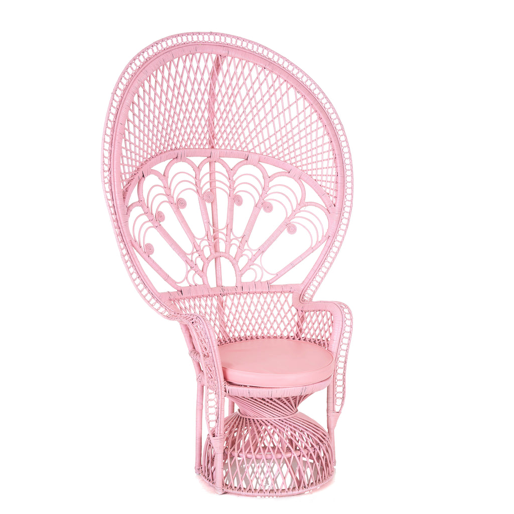 "Delila" 70" Rattan Peacock Chair - Pink