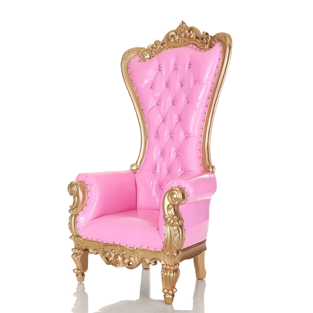 "Queen Tiffany" Throne Chair - Glossy Pink / Gold