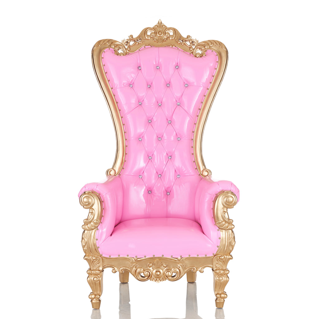 "Queen Tiffany" Throne Chair - Glossy Pink / Gold