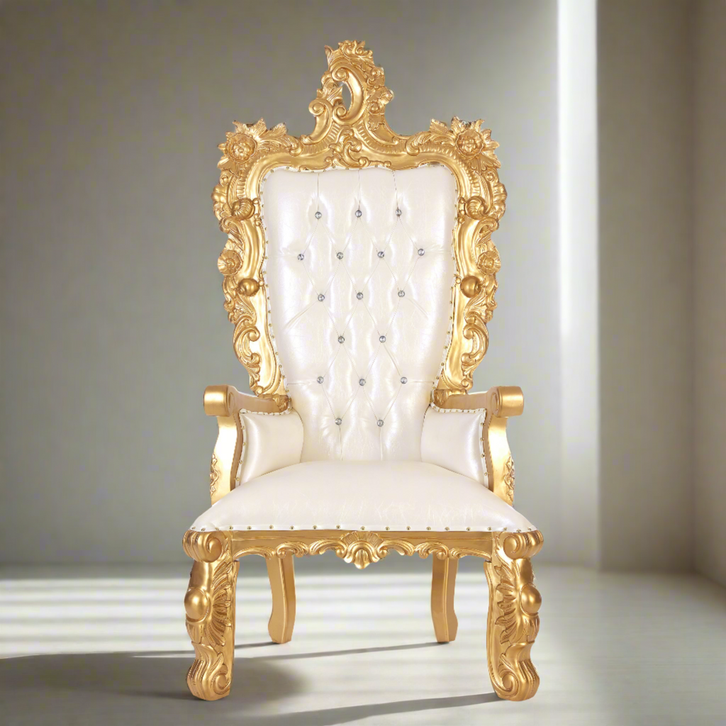 "Aquarius" Throne Chair - White / Gold