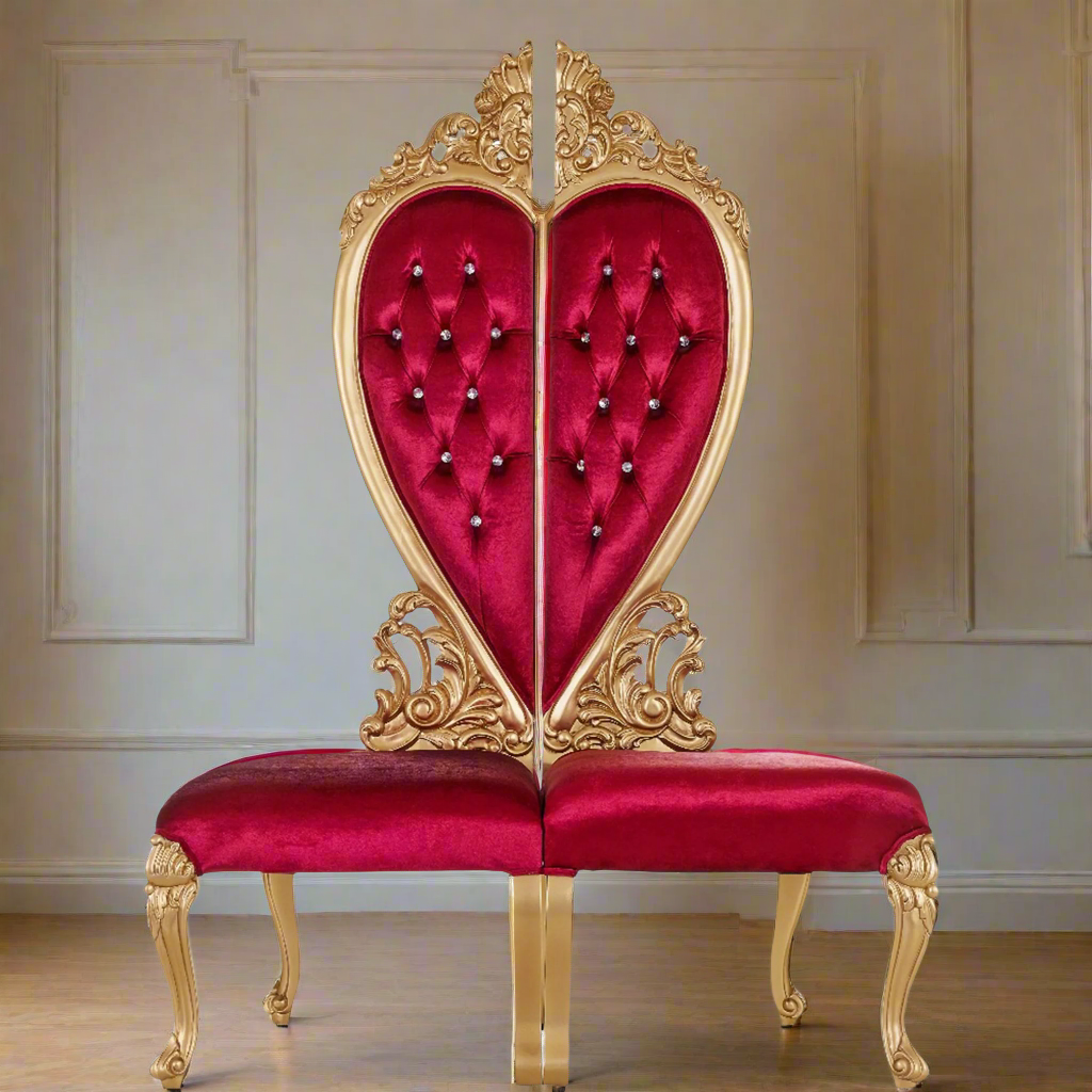 "Sweetheart 75" Party Chair - Red Velvet / Gold