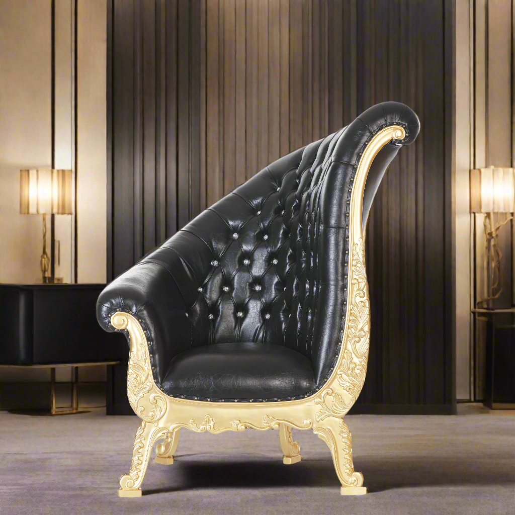 Bellagio Royal Throne Chairs - Black / Gold