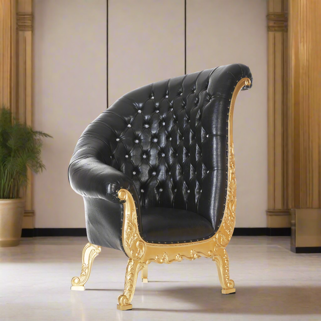 Bellagio Royal Throne Chairs - Black / Gold