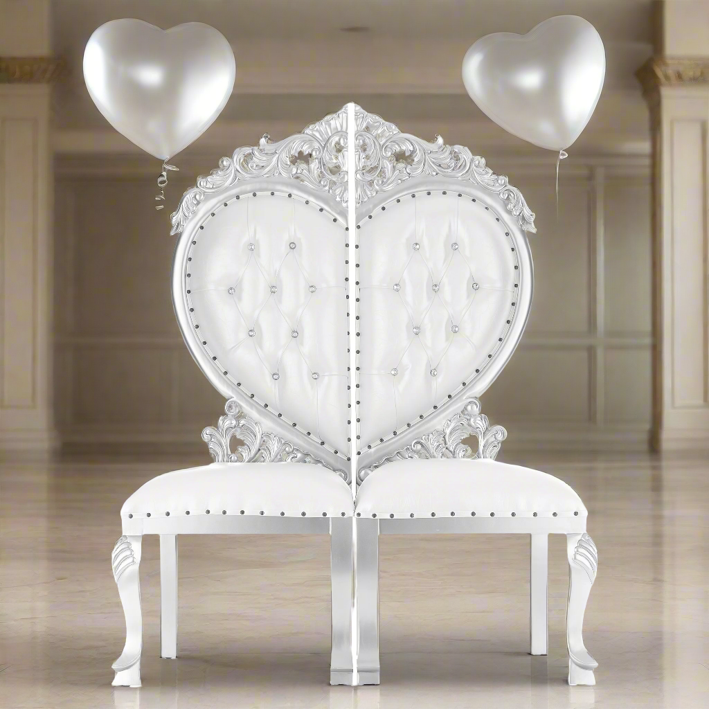 "Sweetheart" Royal Party Chair - White / Silver