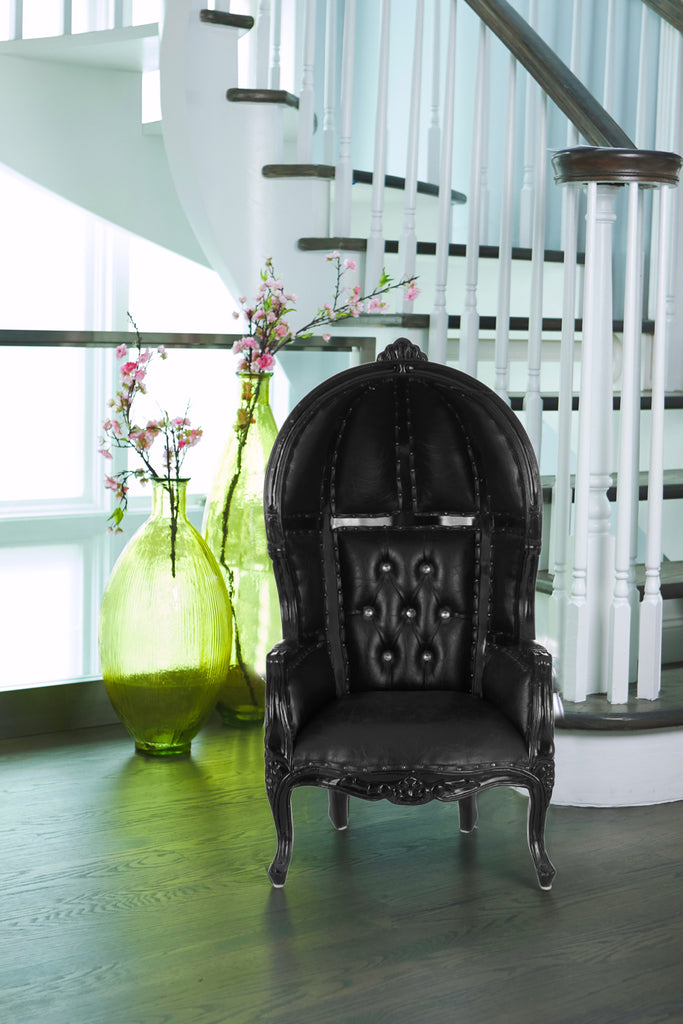 "Mini Canopy" Kids Throne Chair - Black / Black