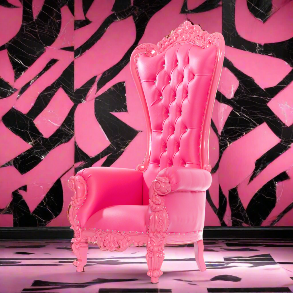 "Queen Tiffany"  Throne Chair - Hot Pink / Hot Pink