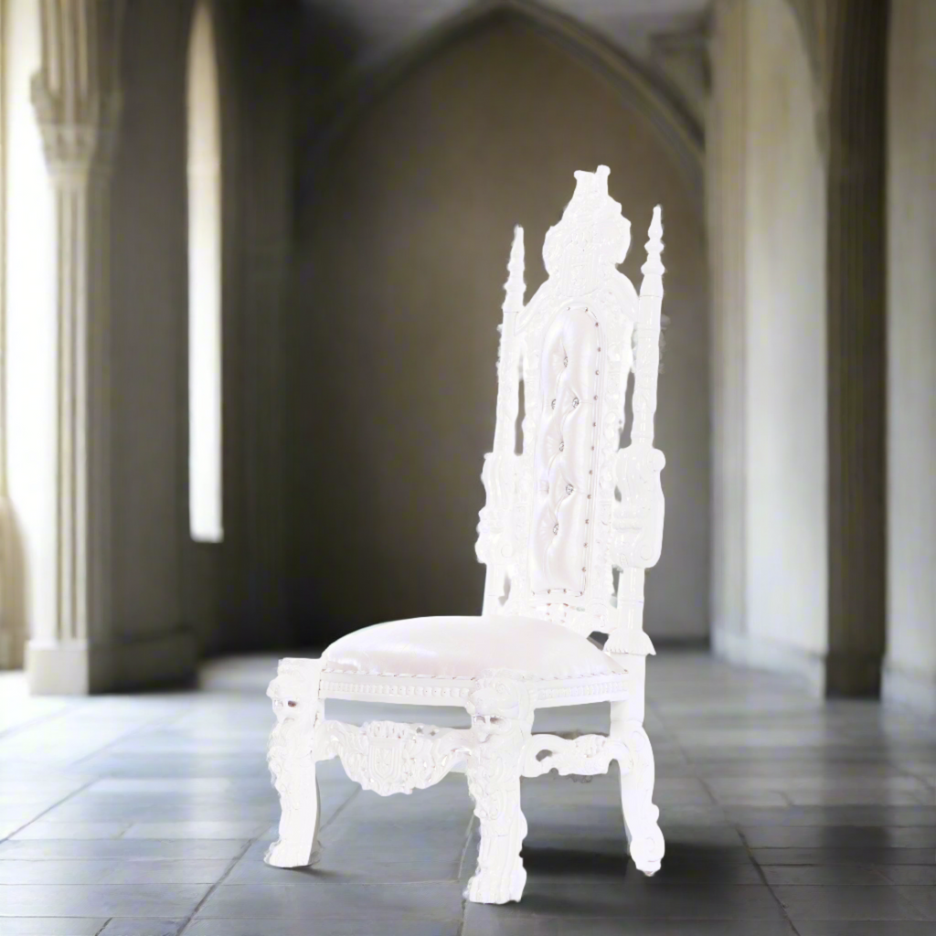 "King David 60" Armless Throne - White / White