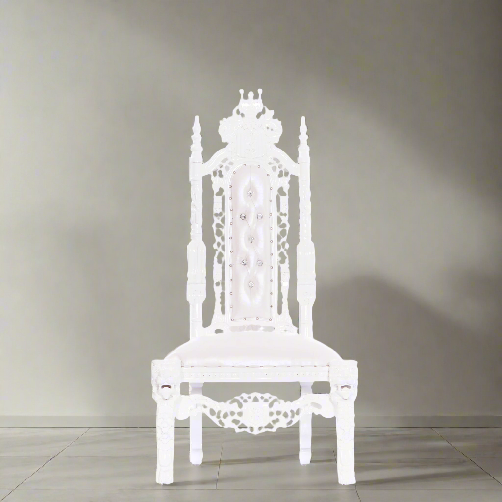 "King David 60" Armless Throne - White / White